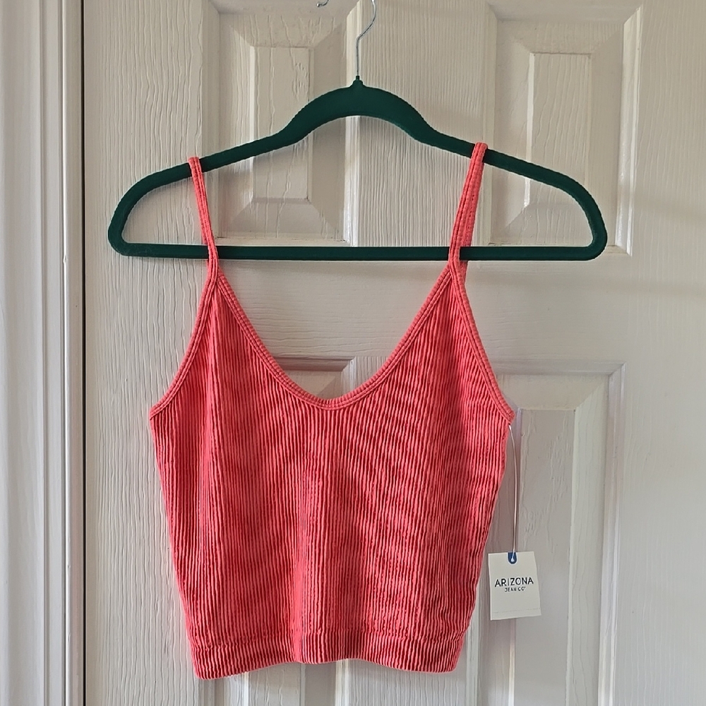 ARIZONA JEAN CO BRAND WOMEN'S JUNIOR SIZE CORAL TANK TOP CRISS-CROSS BACK XL